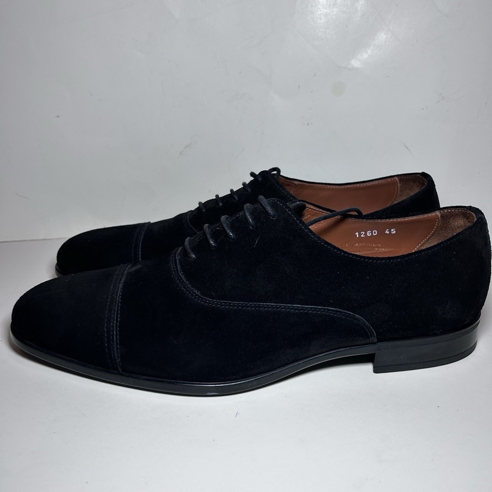 Doucal's Lace Up Black Suede Cap Toe Oxford Men's EU 45 US 11.5-12 Made In Italy